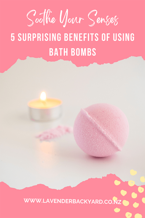 A close-up of a bath bomb with natural ingredients such as lavender and coconut oil.