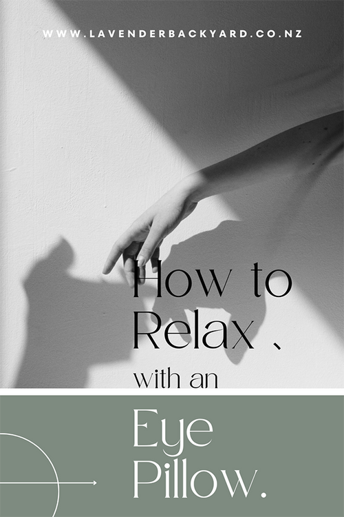 How to relax with an eye pillow – minimalistic hand shadow and calming design by Lavender Backyard Garden