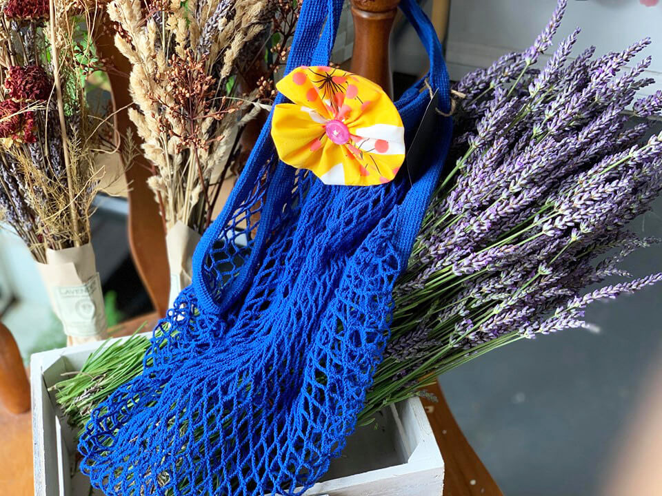 Handsewn Flower Mesh Bag by M.Jeng Design