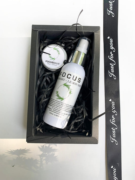 Calm Mood Rosemary Birthday Giftset featuring focus mist and concentration balm from NZ lavender farm