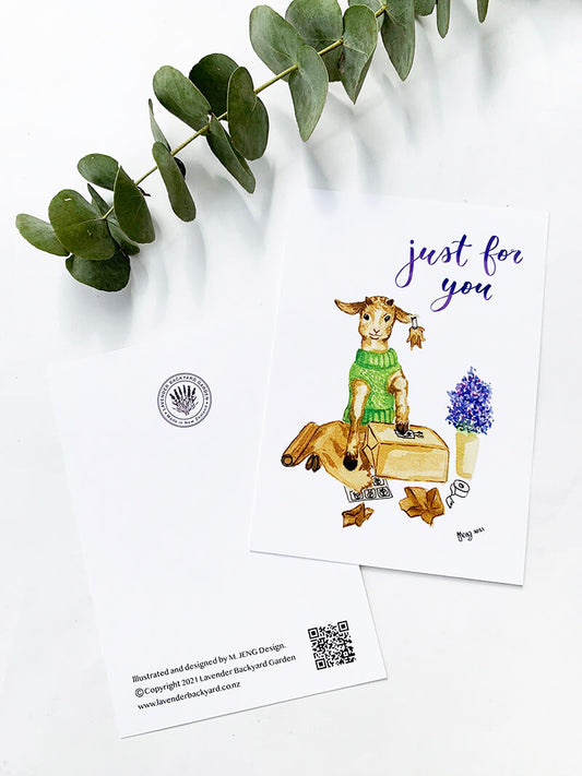 Cute goat Greeting Card Birthday Card designed from NZ lavender farm