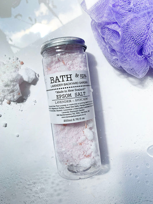 Premium Lavender Epsom Bath Salts / foot soak sourced from Germany Natural Mineral and scented by essential oils from NZ lavender farm 