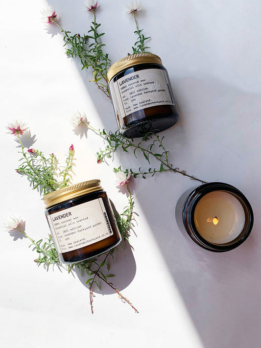 Lavender Essential Oil Coconut Candle, NZ lavender farm Aromatherapy Product