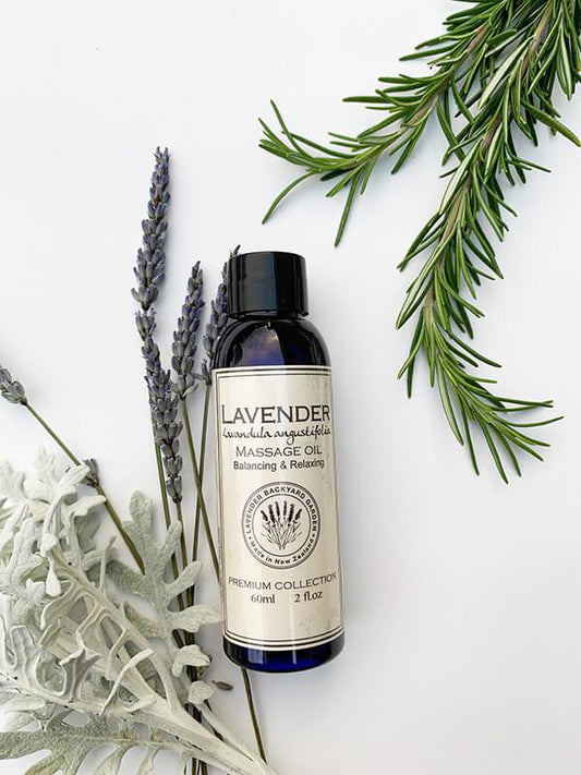 Body Massage Oil scented by lavender essential oil from NZ lavender farm