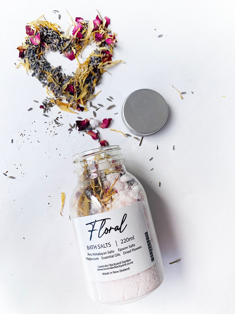Soothing Floral Bath Salts - Pink Salts & Epsom Salts, NZ Lavender Farm