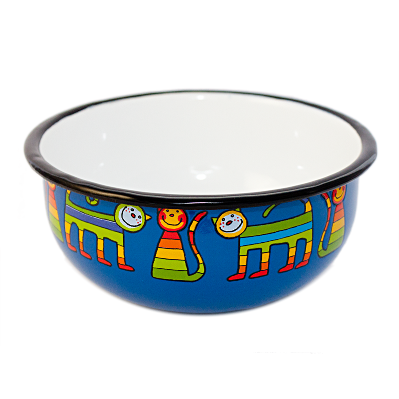 Camping Bowl, Camping, Outdoor, Enamelware, Enamel Mug, Coffee Mug, Kids Gift, Cute, Animal, Cat, Blue