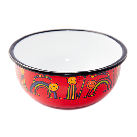 Camping Bowl, Camping, Outdoor, Enamelware, Enamel Mug, Coffee Mug, Kids Gift, Cute, Animal, Cat, Red