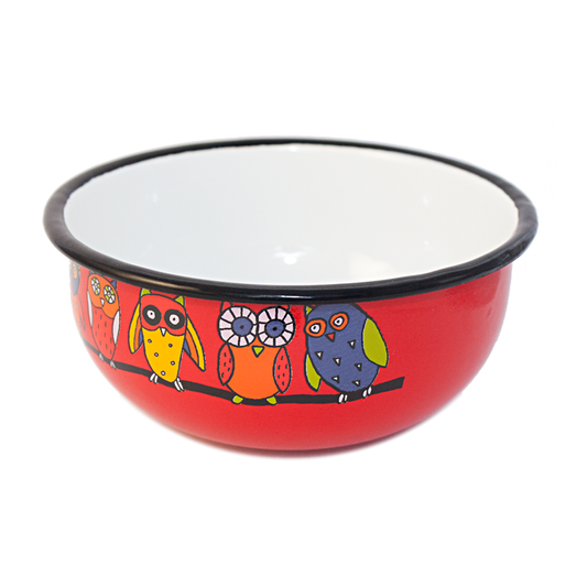 에나멜 그릇- 올빼미