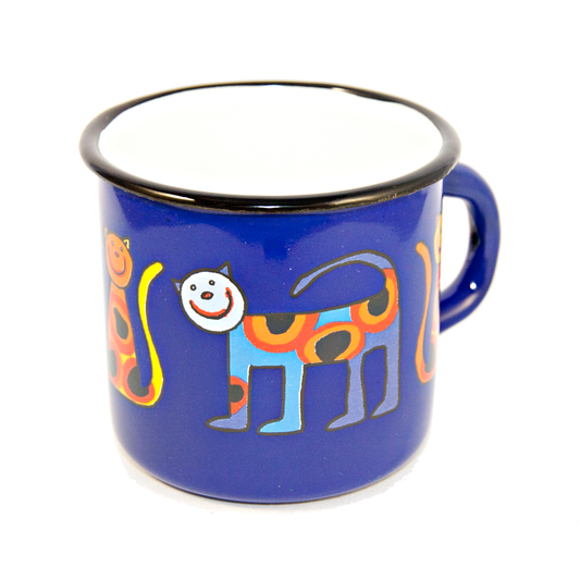Camping Bowl, Camping, Outdoor, Enamelware, Enamel Mug, Coffee Mug, Kids Gift, Cute, Animal, Cat, Blue
