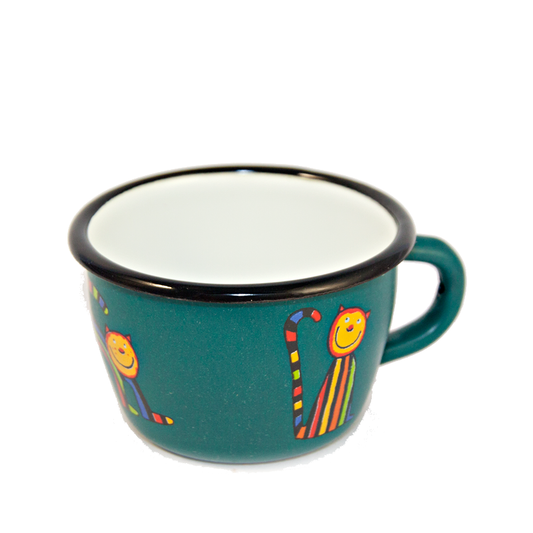 Camping Bowl, Camping, Outdoor, Enamelware, Enamel Mug, Coffee Mug, Kids Gift, Cute, Animal, Cat, Green