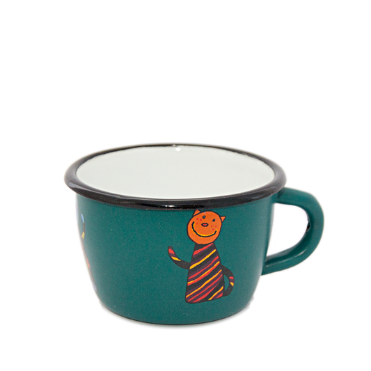 Camping Bowl, Camping, Outdoor, Enamelware, Enamel Mug, Coffee Mug, Kids Gift, Cute, Giraffe, Cat, Green