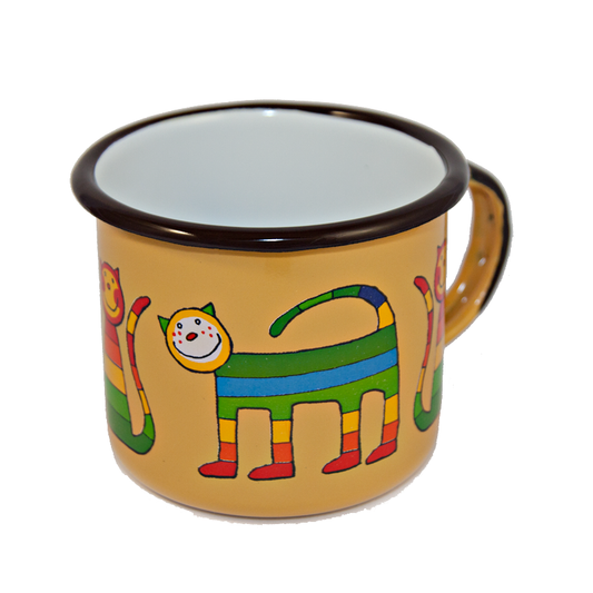 Camping Bowl, Camping, Outdoor, Enamelware, Enamel Mug, Coffee Mug, Kids Gift, Cute, Animal, Cat, Yellow