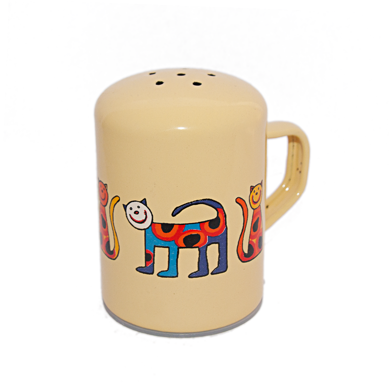 Camping Bowl, Camping, Outdoor, Enamelware, Enamel Mug, Coffee Mug, Salt and Pepper Shaker, Gift, Cute, Animal, Cat, Cream