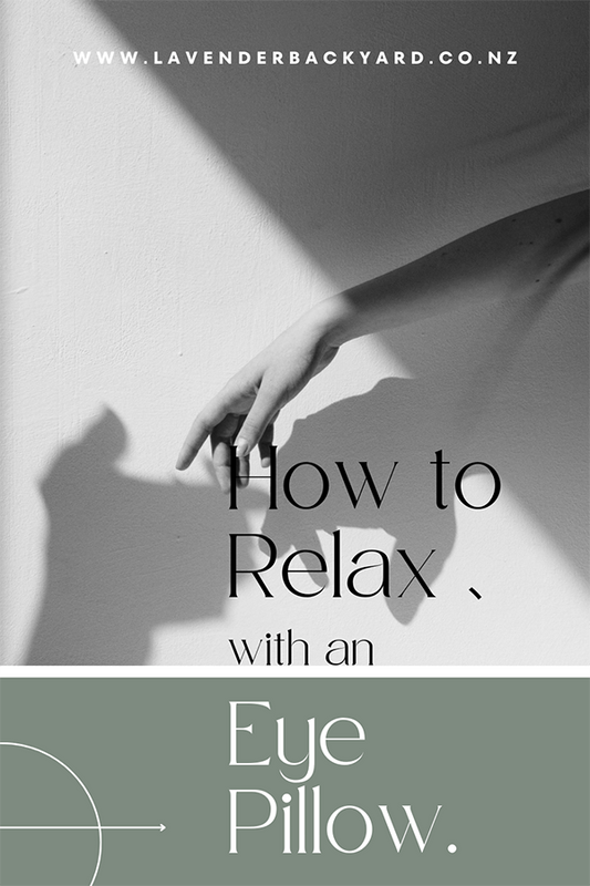 How to relax with an eye pillow – minimalistic hand shadow and calming design by Lavender Backyard Garden