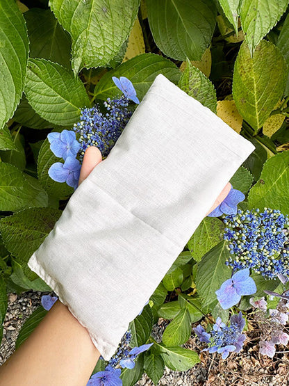 Plain linen fabric lavender eye pillow/heat pack with organic flaxseeds and dried flowers rubbings