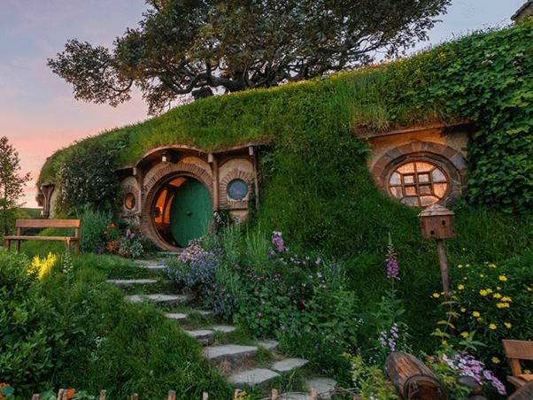 Hobbiton Movie Set near Lavender Backyard Garden