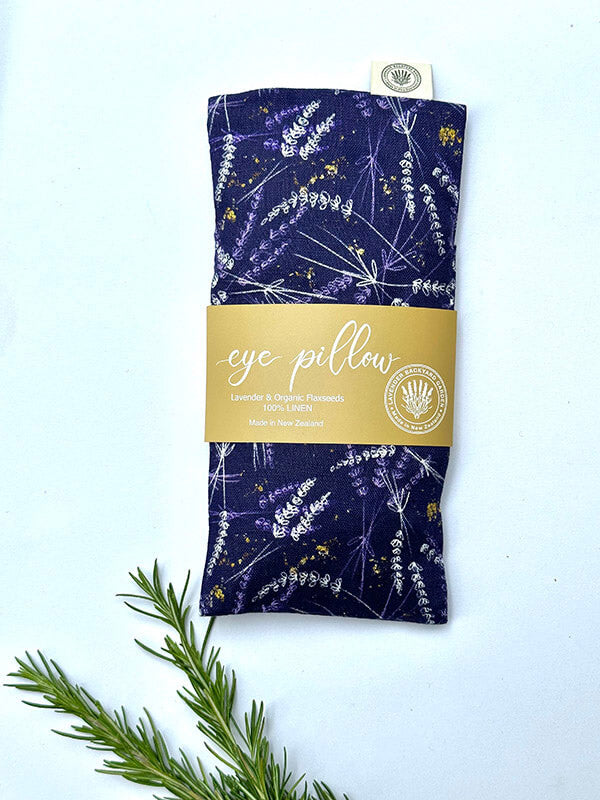 Lavender linen fabric eye pillow/heat pack with organic flaxseed and dried lavender