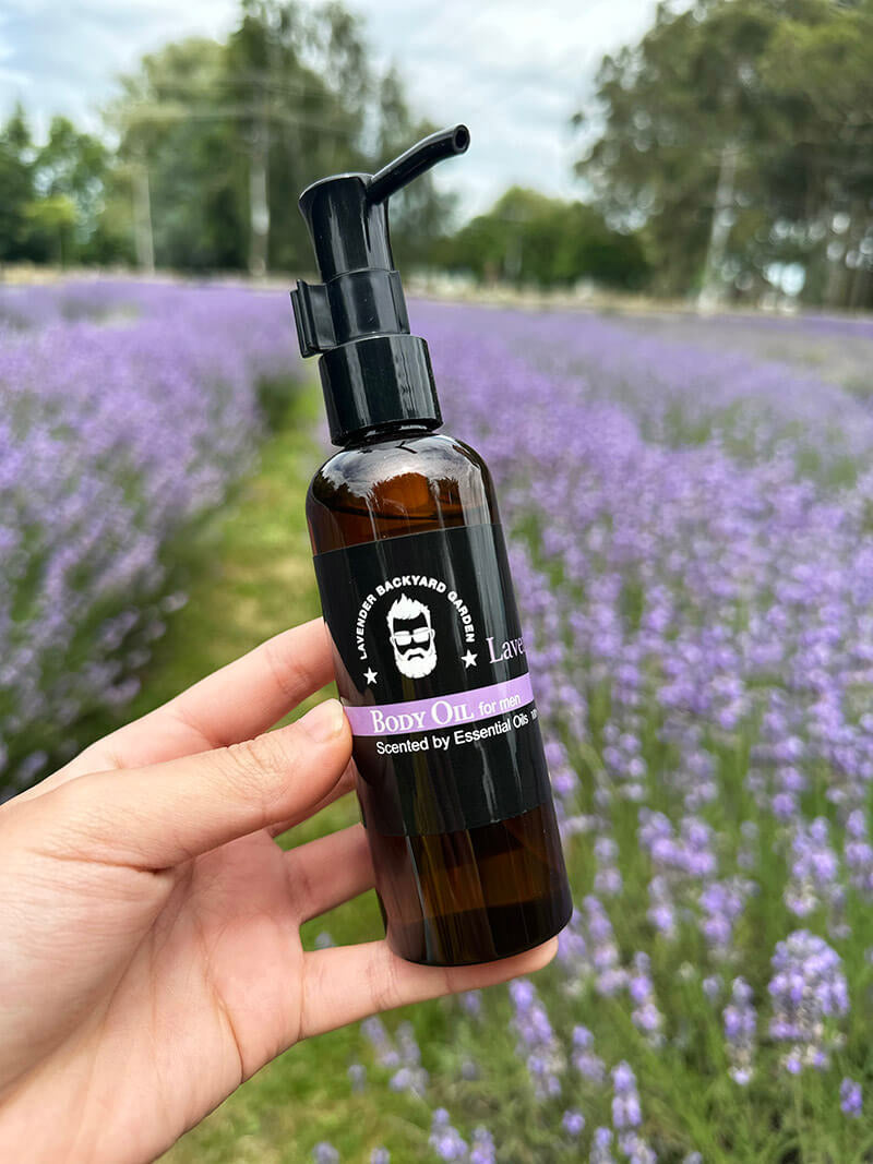 Relaxing Lavender Body Oils for Men scented by essential oils from NZ lavender farm