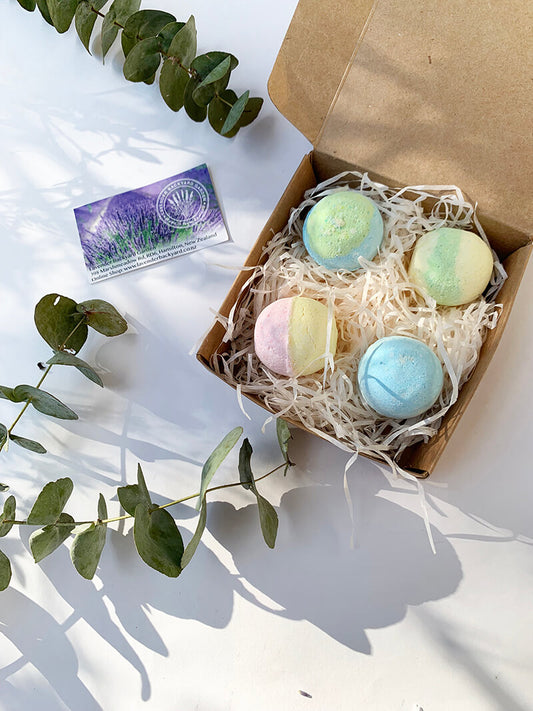 Lavender Essential Oil Bath Bombs Gift Box, NZ Lavender Farm Gift ideas