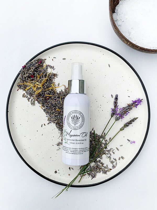 Lavender Magnesium Oil scented by essential oils as Sleep Aid from NZ lavender farm