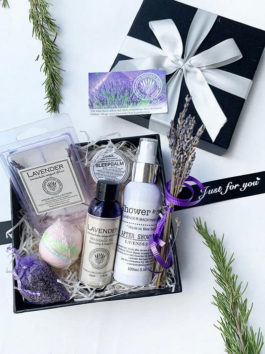 Relaxing Bath & Shower Gift Box, NZ Lavender Gift Basket