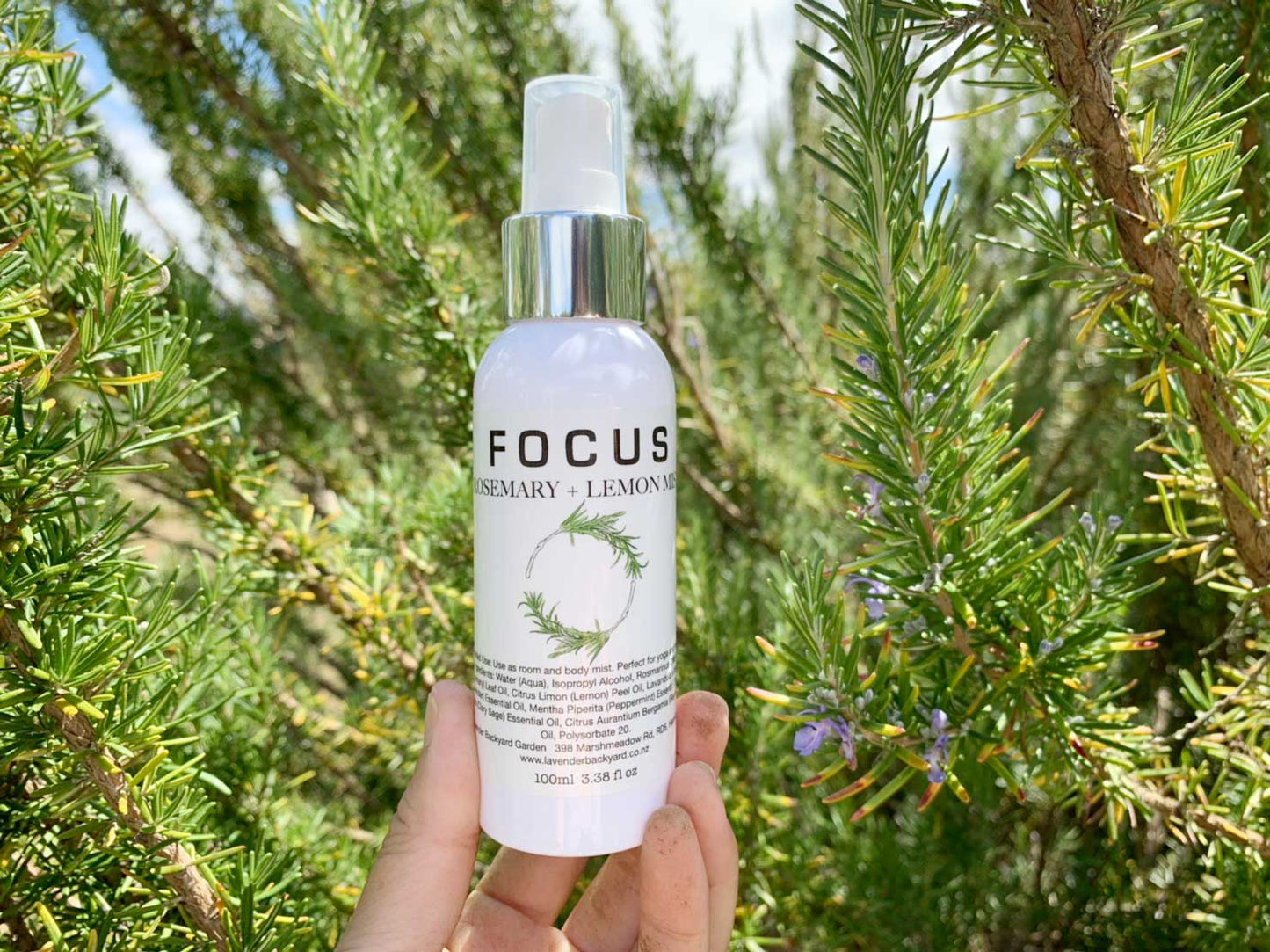 Focus Mist - Help Concentration scented by essential oils, lavender product from NZ Lavender Farm